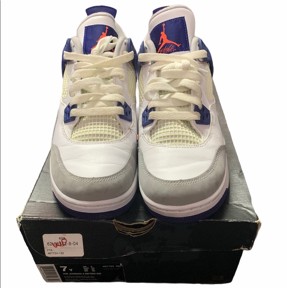 Air Jordan Retro Knicks 4s White/Blue Sneakers 7Y